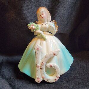 Josef Originals Birthday Angel Girls Sweet 16 Bouquet Girl Porcelain Figurine